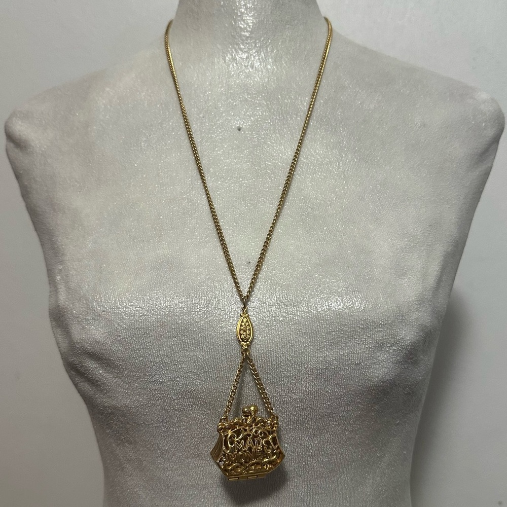 Vtg Mad Money Locket Necklace - Picture 8 of 11